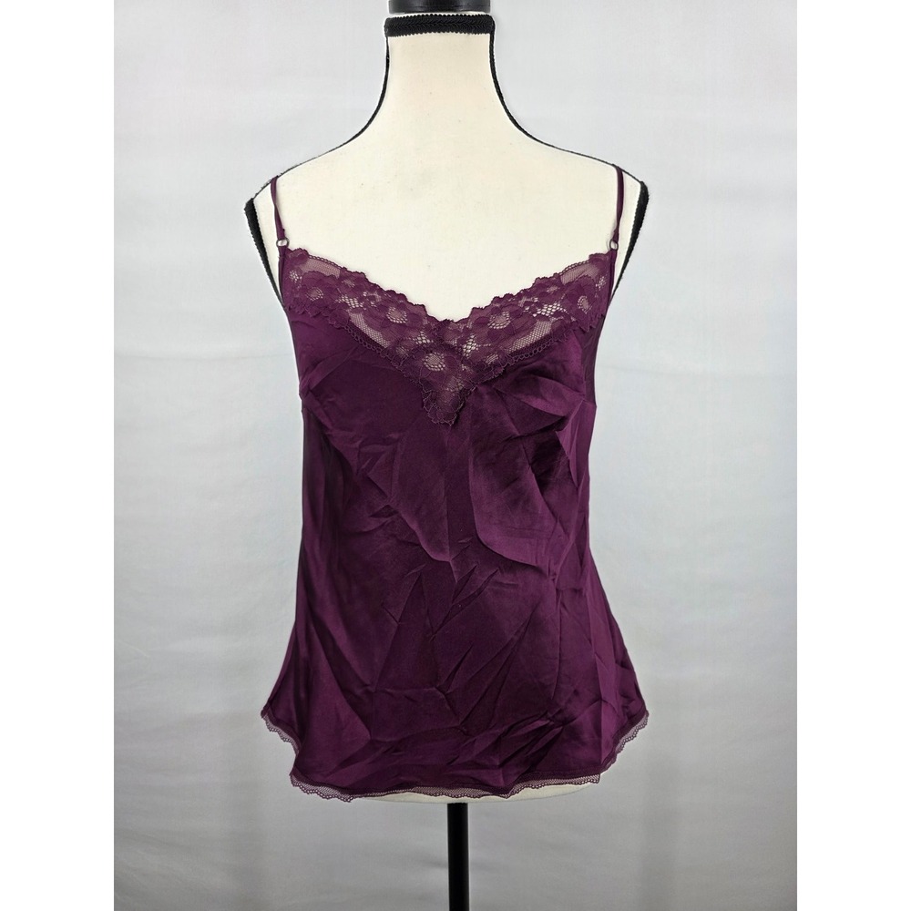Victoria's Secret Plum Purple Lace Trim Satin Camisole Top Small